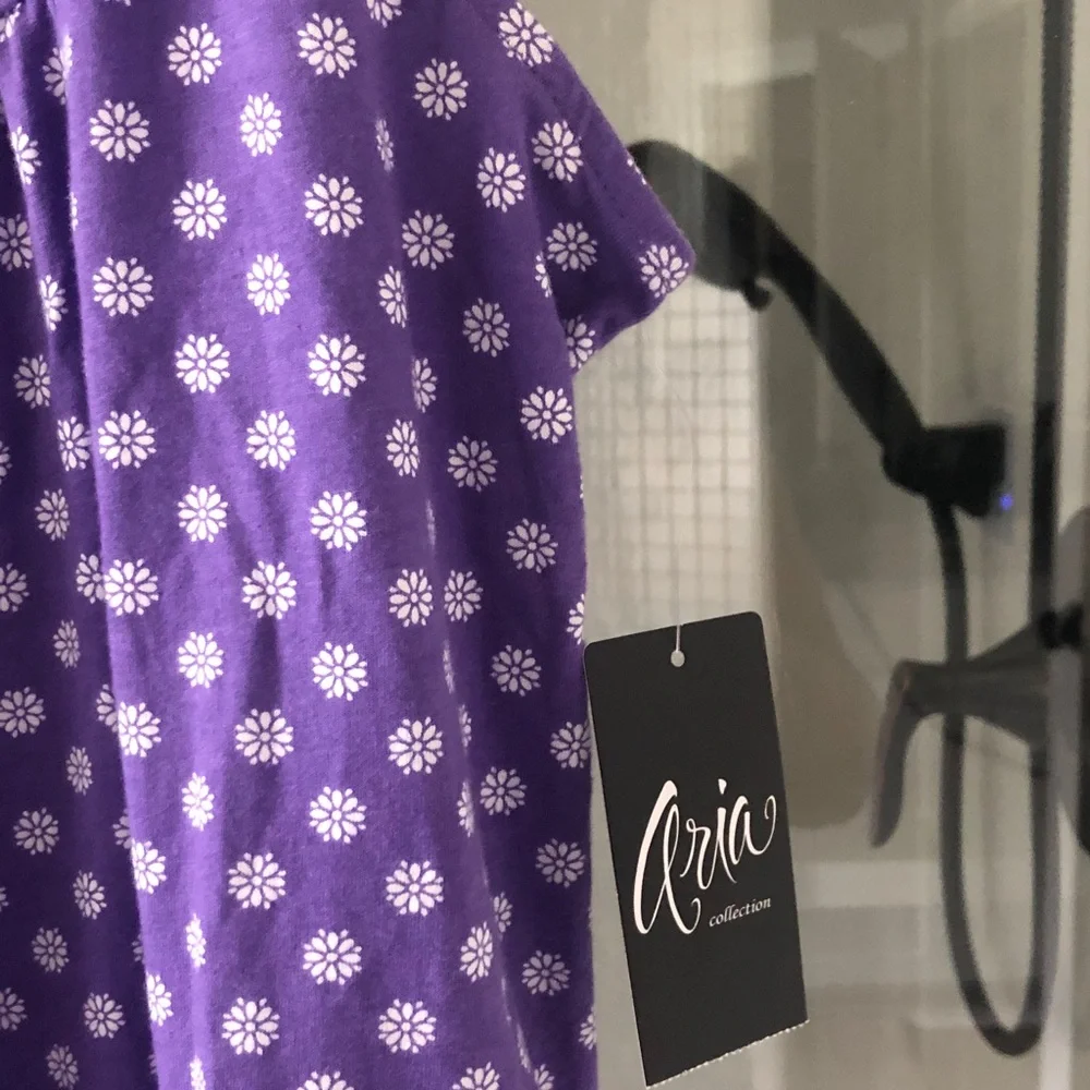 Aria Collection Purple Floral Sleeveless Nightgown NWT L